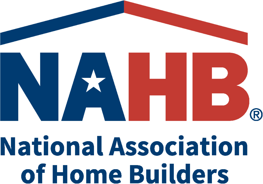 The NAHB logo showcases a stylized house roof above the bold blue and red letters "NAHB," with "National Association of Home Builders" elegantly inscribed below, reflecting the quality synonymous with Akel Homes.
